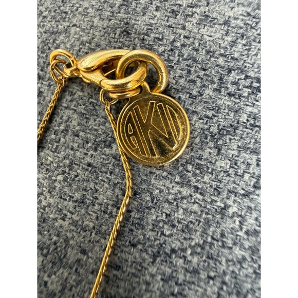 Anne Klein Vtg Y2K Gold Faux Pearl love knot 30" layering chain Necklace preppy - Picture 4 of 5